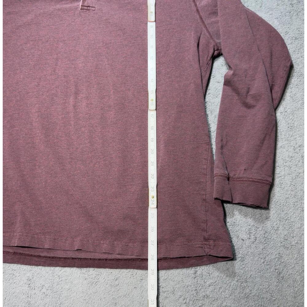 Maroon Henley Shirt Mens 2XL Big Man 3 Button Knit LS Worn In - Basic Editions - Picture 3 of 11